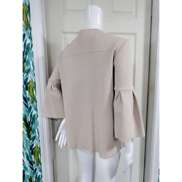 NWT Maria Bellentani Bell Sleeve Two-Button Front Cardigan Beige Women's Size M - Picture 5 of 13